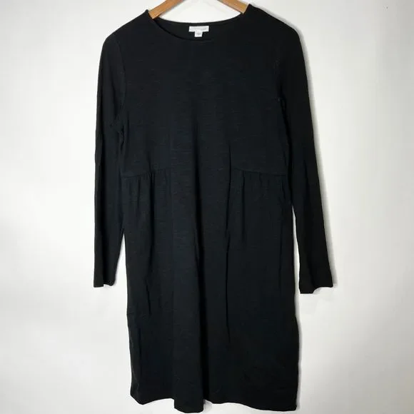 J Jill Dress Casual Knit Long Sleeve With Pockets Black Women's Size Small